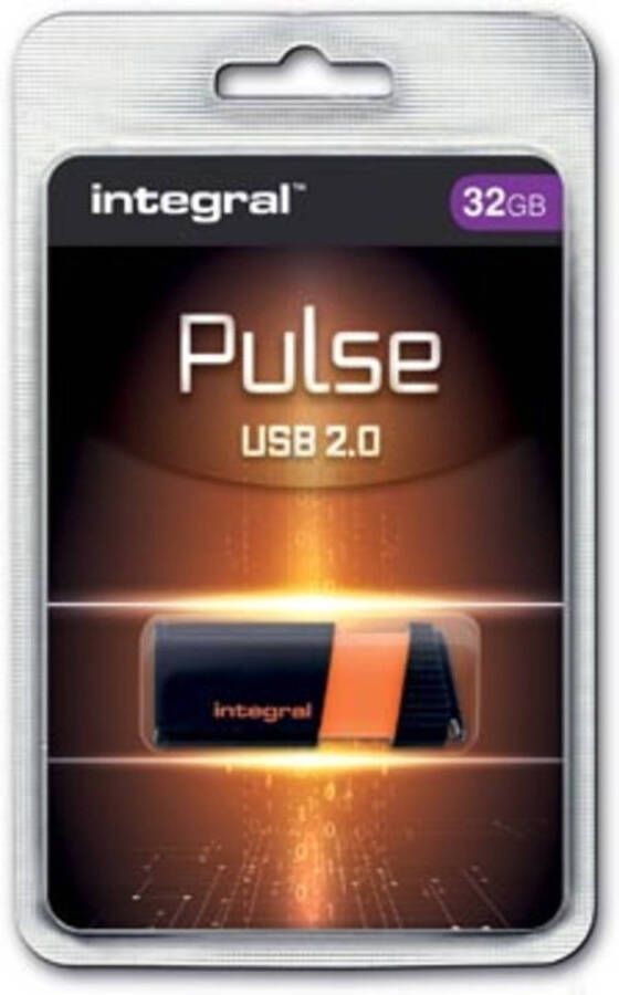 4allshop Integral Pulse USB 2.0 stick 32 GB zwart oranje