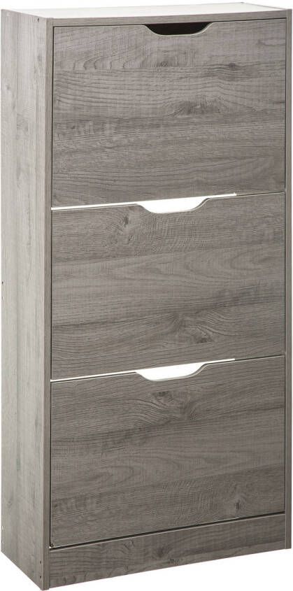 Five 4goodz schoenenkast 3 lades 60x24x118 cm voor 18 paar- grijs eiken - Foto 2