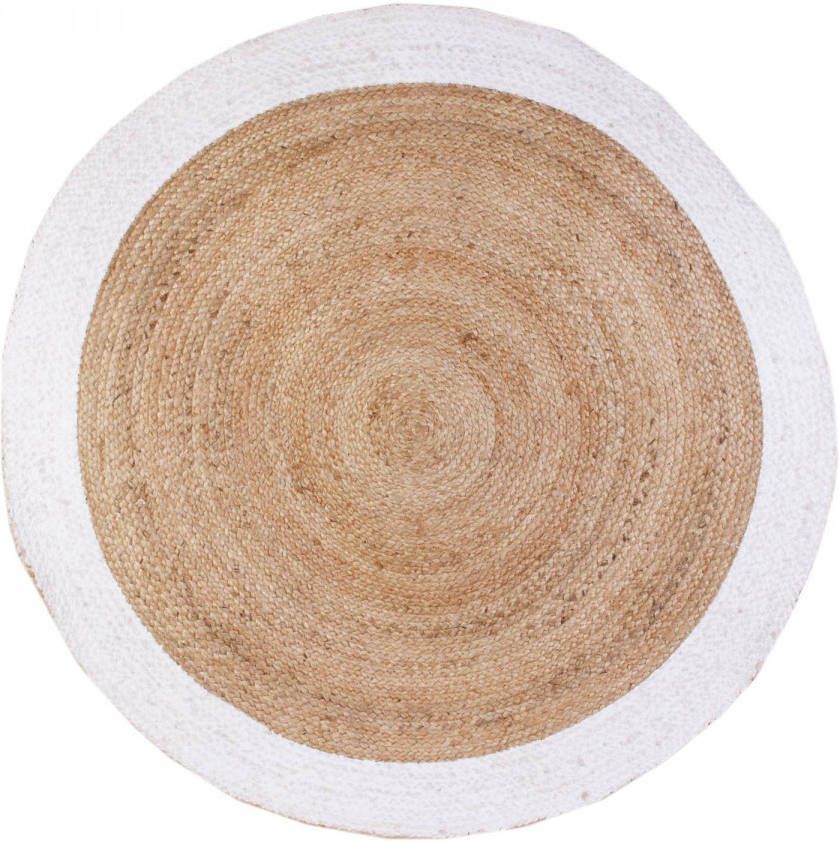 4Goodz Vloerkleed Jute 2-tone Rond Ø 120 Cm Bruin wit