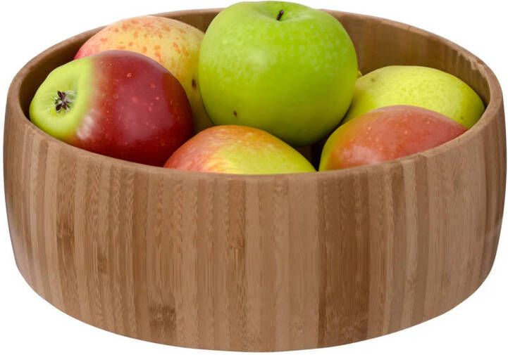 5Five Fruitschaal fruitmand Bali bamboe hout D29 x H10 cm bruin rond Fruitschalen