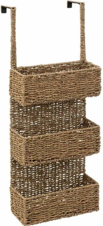 5Five Opbergmand deurrek 3 manden riet bruin 28 x 12 x 69 cm badkamerkast Badkamerkastjes