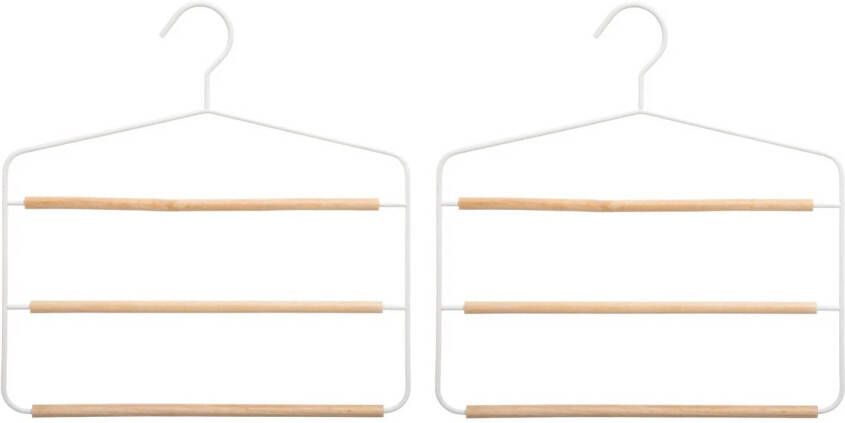 5Five Set van 2x stuks luxe kledinghanger broekhanger voor 3 broeken wit 35 x 36 cm Kledinghangers