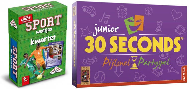 999 Games Spellenbundel Bordspel 2 Stuks Kwartet Sport Weetjes & 30 seconds junior