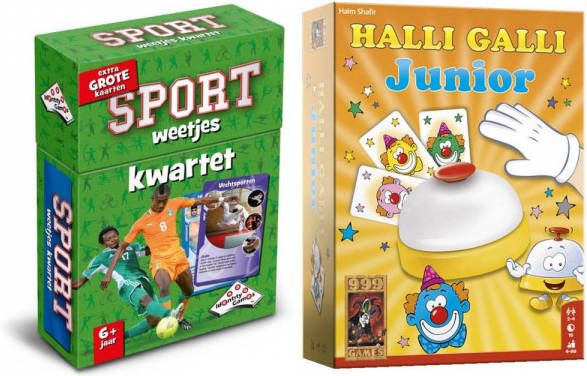 999 Games Spellenbundel Bordspel 2 Stuks Kwartet Sport Weetjes & Halli Galli Junior