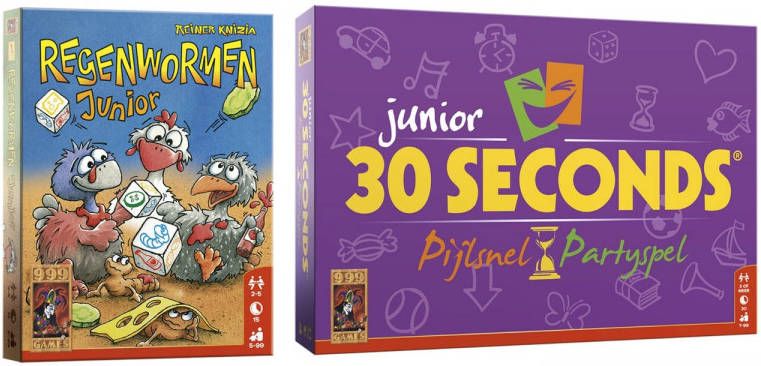 999 Games Spellenbundel Bordspel 2 Stuks Regenwormen Junior & 30 seconds junior