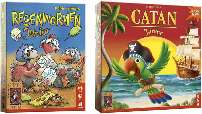 999 Games Spellenbundel Bordspel 2 Stuks Regenwormen Junior & Catan Junior