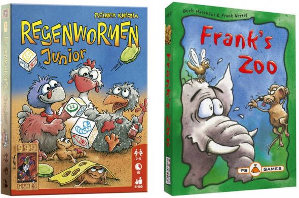 999 Games Spellenbundel Bordspel 2 Stuks Regenwormen Junior & Franks Zoo