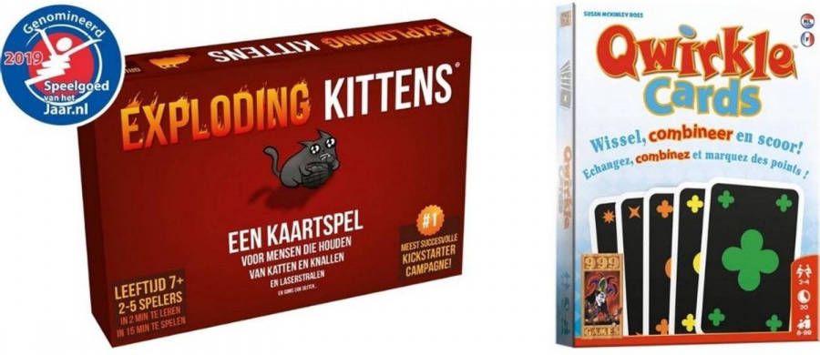 999 Games Spellenbundel Kaartspel 2 stuks Exploding Kittens & Qwirkle