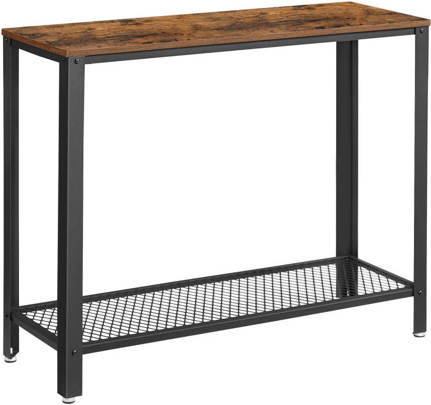 Acaza Console Tafel met Vintage Look Hoge Bijzettafel 101 5 x 80 cm Hoog Zwart en Vintage Bruin