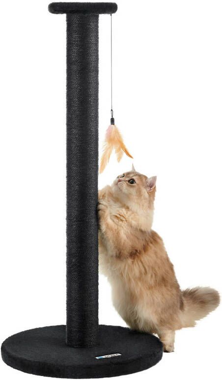 Acaza Krabpaal voor grote katten kattenpaal 90 cm zwart