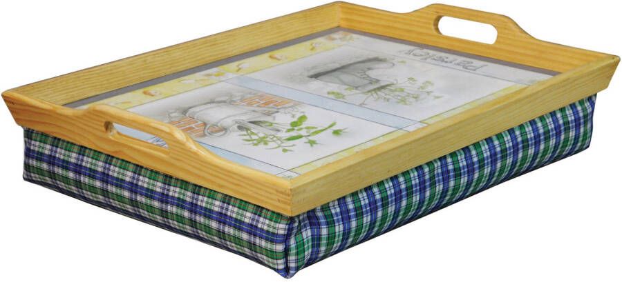 Aidapt Houten Schootdienblad met afbeelding blauw groen