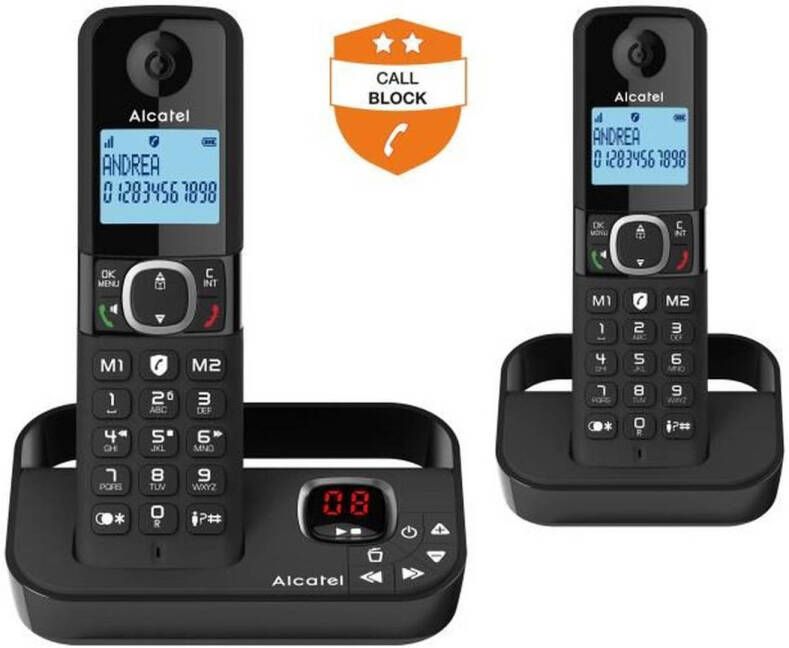 Alcatel Draadloze vaste telefoon F860 voice duo zwart Met ongewenste oproepblokkeringsfunctie