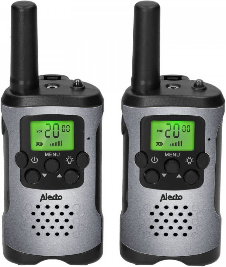 Alecto Fr115gs Set Van Twee Walkie Talkies Voor Kinderen Tot 5 Kilometer Bereik Grijs zwart