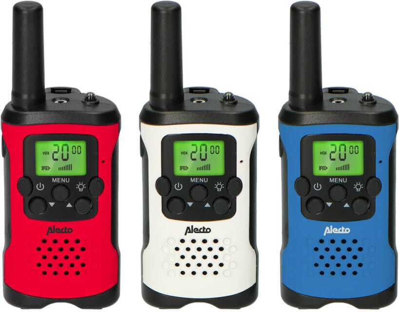 Alecto Set van drie walkie talkies voor kinderen tot 7 kilometer bereik Rood-Wit-Blauw