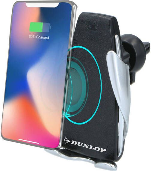 All Ride Auto Telefoonhouder en Qi Lader Incl. USB-C Kabel 1 Meter Autoventilatie Montage Zwart Grijs