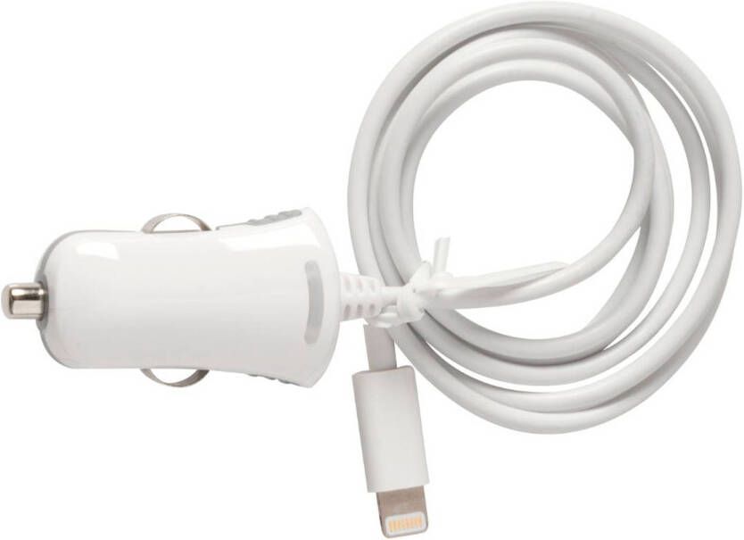 All Ride Autolader met Lightning Kabel Auto Oplader geschikt voor iPhone Sigarettenaansteker Auto Wit