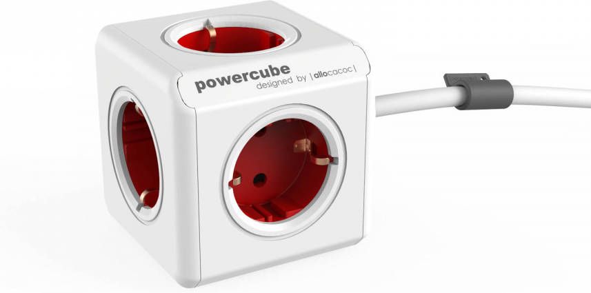 Allocacoc PowerCube Extended 3 m incl. 3 m kabel rood Type F
