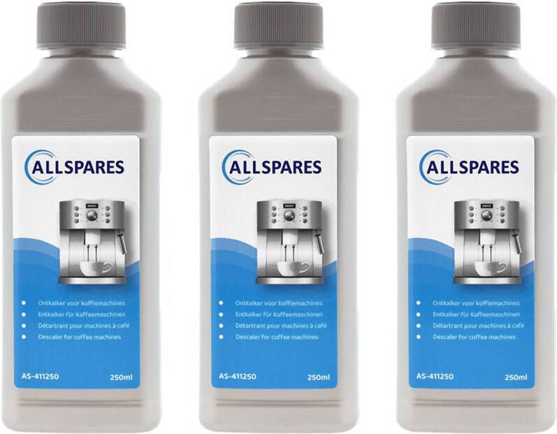 AllSpares Universele Ontkalker (3x 250ml) voor Koffiemachines geschikt voor Saeco Philips CA6700 en Gaggia 21001681