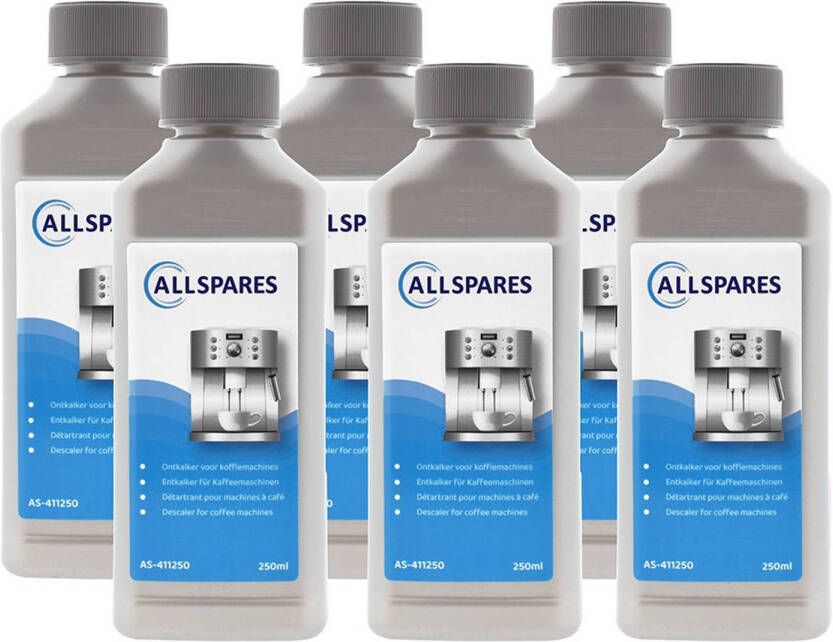 AllSpares Universele Ontkalker (6x 250ml) voor Koffiemachines geschikt voor Saeco Philips CA6700 en Gaggia 21001681