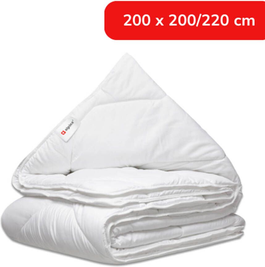 Alpina Dekbed 200x200 220cm 4 Seizoenen Dekbed 2 Persoons Machine Wasbaar Zomer- en Winterdekbed Polyester Wit