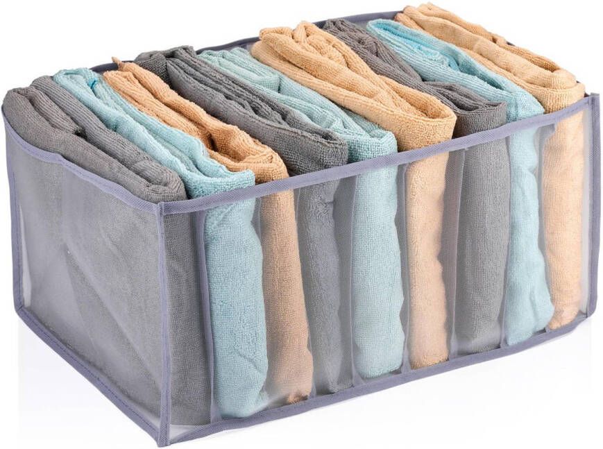 Alpina Kleding Organizer Kleding Opergsysteem 44 x 29 x 22 CM Opbergbox met 9 Compartementen Opvouwbaar Grijs