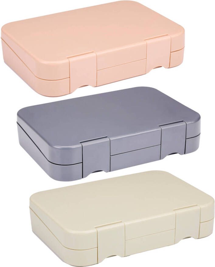 Alpina Lunchbox met Vakjes 21 x 15 x 4 5 CM Roze Grijs of Beige Vaatwasserbestendig Uitneembaar Compartiment