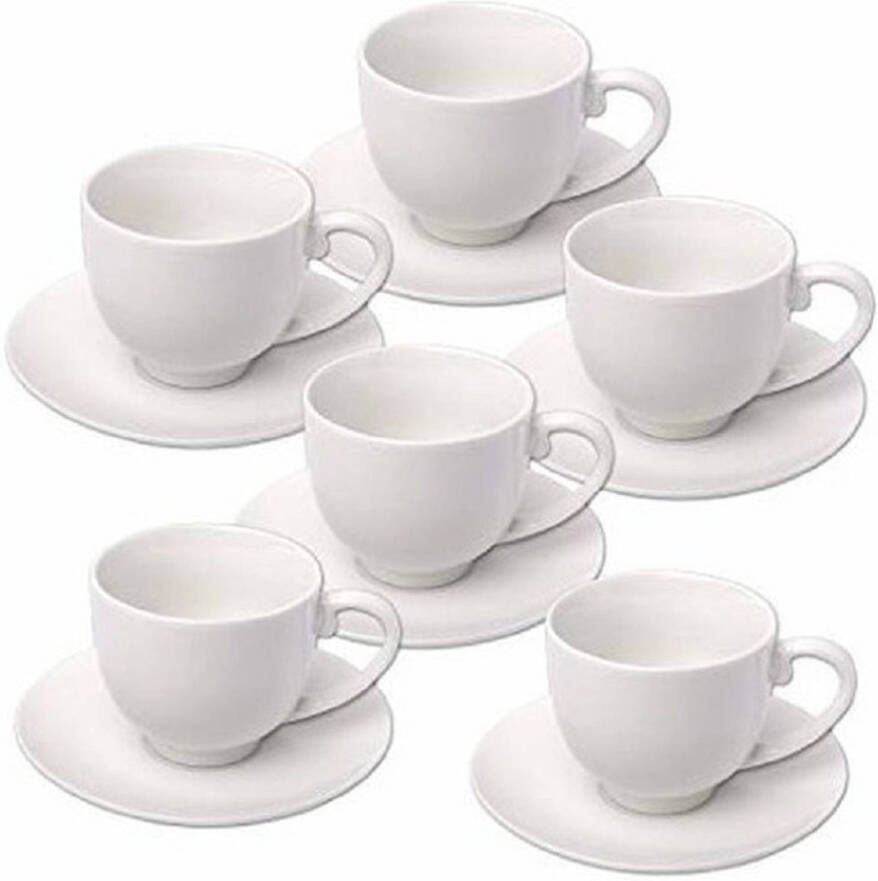 Alpina 12x stuks Espresso koffiekopjes en schotels set Keuken koffie koppen accessoires