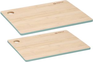 Alpina Set van 2x stuks snijplanken groene rand 23 en 28 cm van bamboe hout Snijplanken