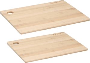Alpina Set van 2x stuks snijplanken naturel rand 23 en 28 cm van bamboe hout Snijplanken