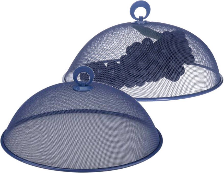 Alpina Vliegenkap voedselkap 2x blauw D30 x H15 cm buiten eten anti insecten metaal ongedierte vliegenka