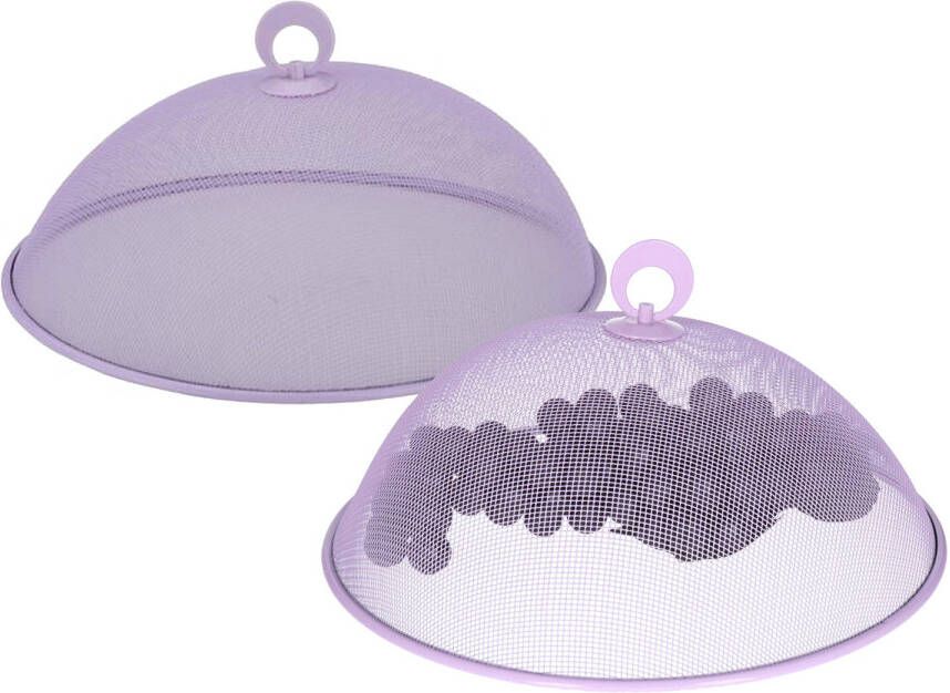 Alpina Vliegenkap voedselkap 2x lila paars D30 x H15 cm buiten eten anti insecten metaal ongedierte vlie