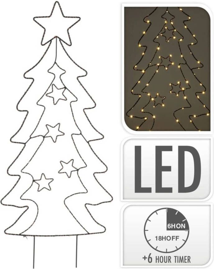 ECD Germany Led Tuinpaal Kerstboom Spar 87 Cm 90 Led's Warm Wit 6