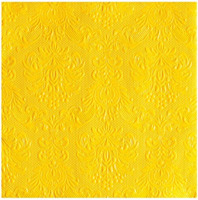 Ambiente 30x Servetten geel met decoratie barok stijl 3-laags 33 x 33 cm Feestservetten
