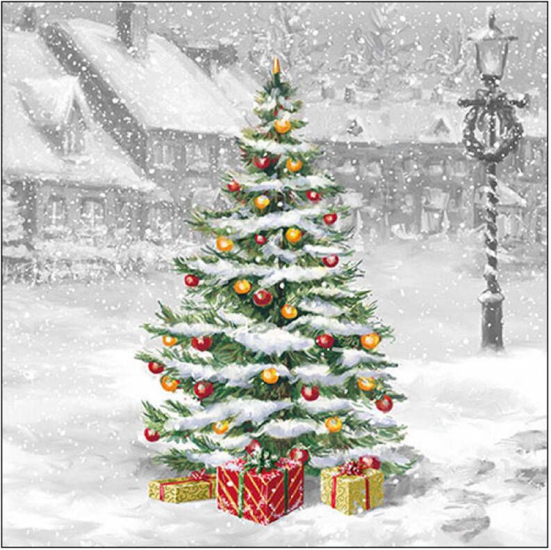 Ambiente kerst thema servetten 20x 33 x 33 cm winter kerstboom Feestservetten