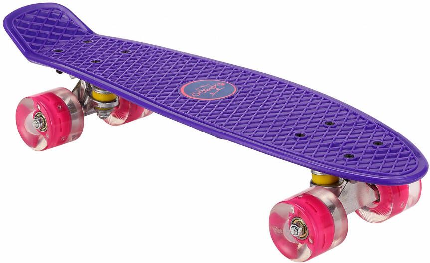 AMIGO skateboard met ledverlichting 55 5 cm paars roze