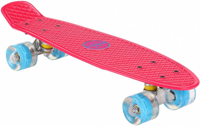 AMIGO skateboard met ledverlichting 55 5 cm roze blauw