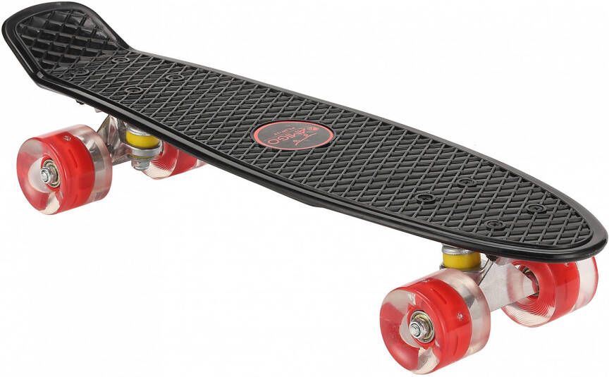 AMIGO skateboard met ledverlichting 55 5 cm zwart rood