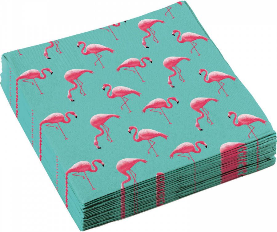Amscan servetten flamingo 33 cm papier groen roze 20 stuks