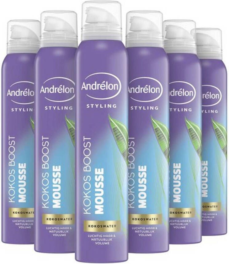 Andrélon Kokos Boost Styling Haarmousse 6 x 200 ml Voordeelverpakking