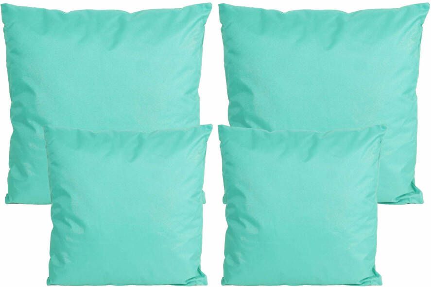 Anna&apos;s Collection Bank tuin kussens set binnen buiten 4x stuks turquoise blauw In 2 formaten Sierkussens