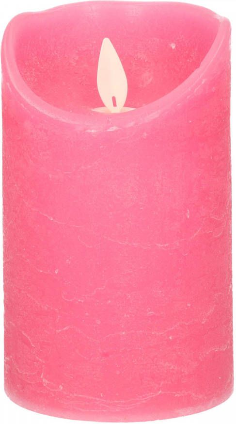Anna's Collection 1x Fuchsia roze LED kaarsen stompkaarsen 12 5 cm Luxe kaarsen op batterijen met bewegende vlam