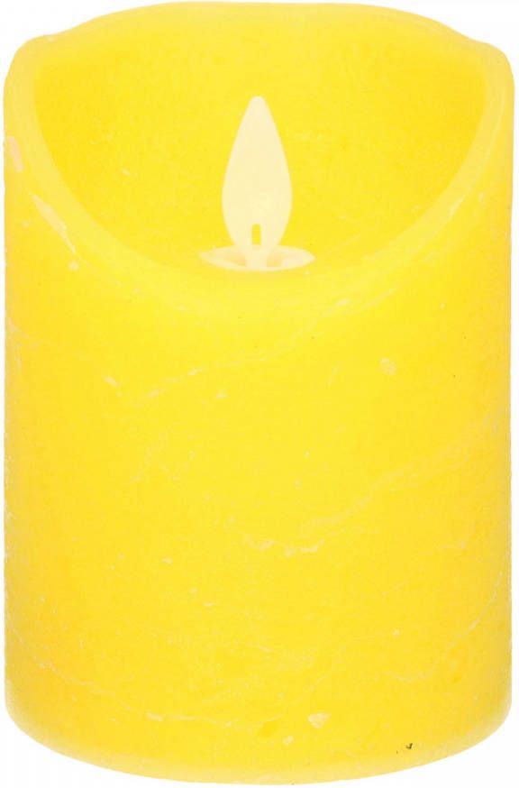 Anna's Collection 1x Gele LED kaarsen stompkaarsen 12 5 cm Luxe kaarsen op batterijen met bewegende vlam