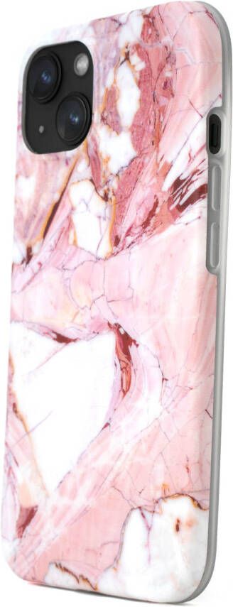R2B Marmer hoesje geschikt voor iPhone 14 Model De Bilt Inclusief screenprotector Gsm case Roze Wit Oranje