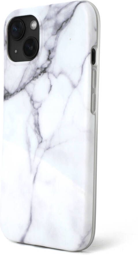 R2B Marmer hoesje geschikt voor iPhone 14 Model De Bilt Inclusief screenprotector Gsm case Wit