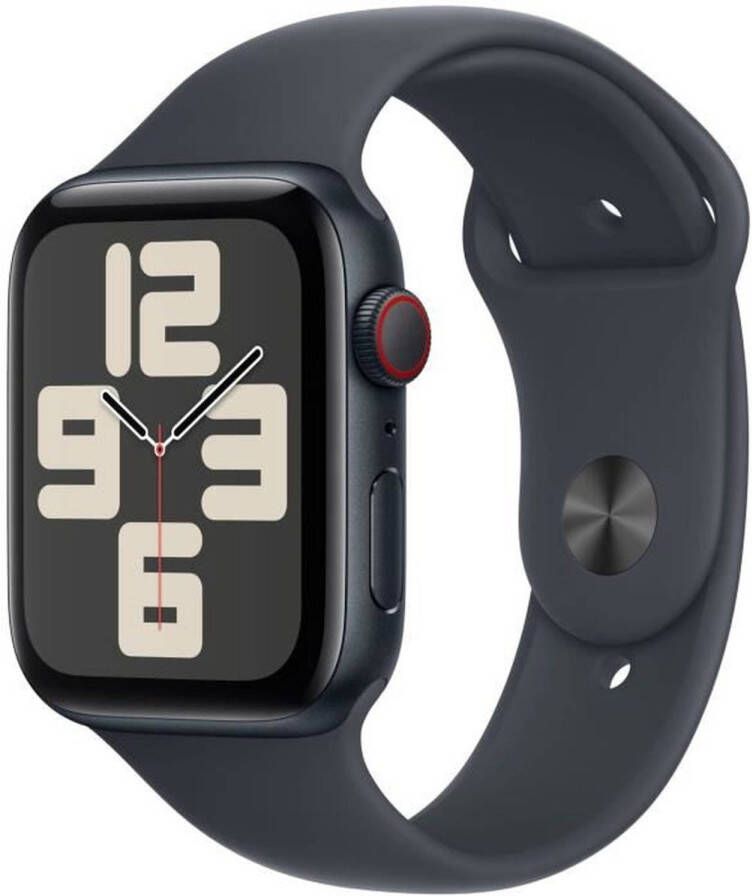 Apple Watch SE GPS + mobiel 44 mm Midnight aluminium behuizing Midnight sportband M L