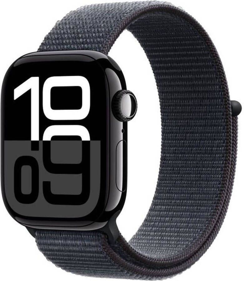 Apple Watch Series 10 GPS 42 mm Kast van gitzwart aluminium Inktkleurige sportband