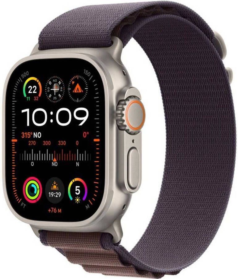 Apple Watch Ultra 2 GPS + mobiel 49 mm Titanium kast Indigo Alpine Loop-band Groot