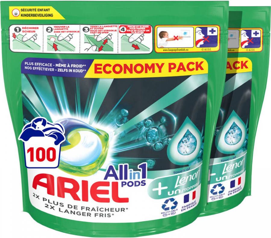 Ariel All-in-1 Pods + Unstoppables 2 x 50 stuks voordeelverpakking 100 wasbeurten