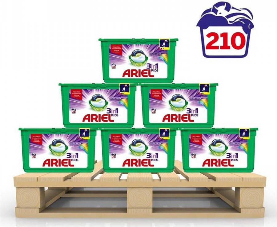 Ariel 3in1 PODS Colour & Style 6 maanden box 210 Wasbeurten Wasmiddel Capsules