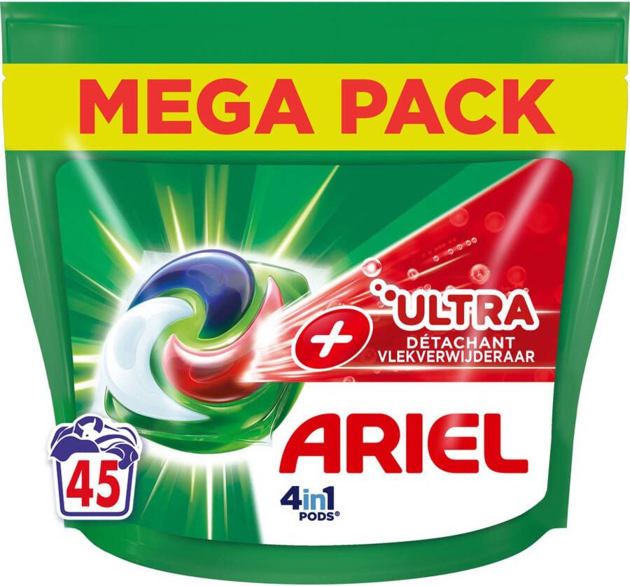 Ariel 4in1 Wasmiddel Pods +Ultra Vlekverwijderaar 45 Capsules